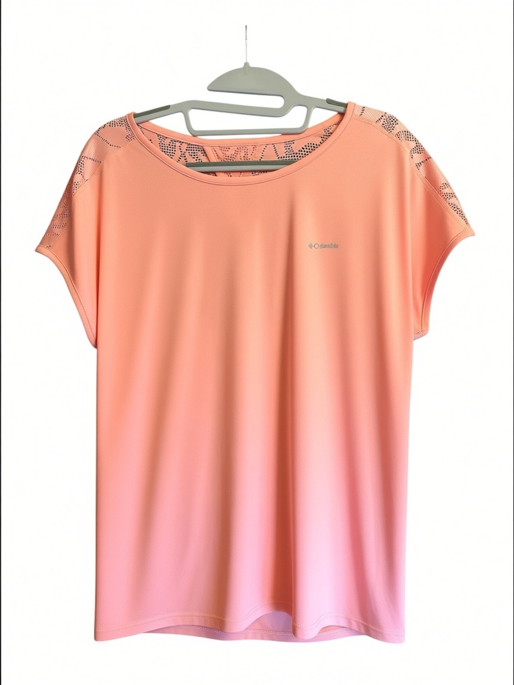 Columbia Coral Laser Cut Lace Pattern Short Sleeve Tee